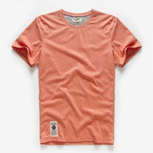 Camiseta masculina de algodão cor sólida t camisa masculina causal o-pescoço