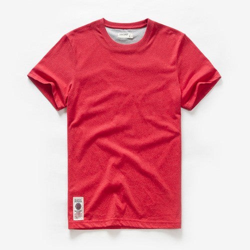 Camiseta masculina de algodão cor sólida t camisa masculina causal o-pescoço