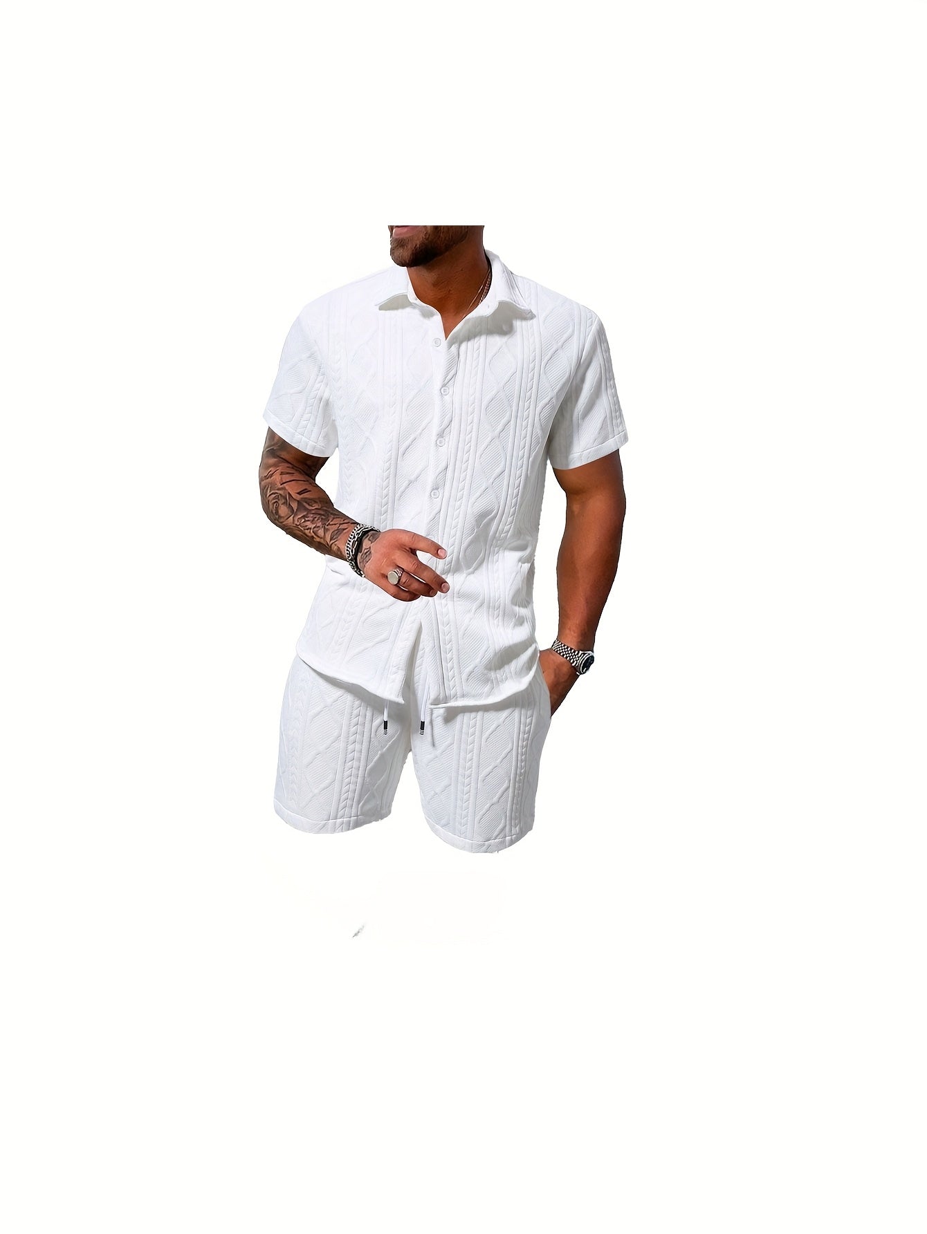 Set Sportivo Casual da Uomo Transfrontaliero con Maglia e Pantaloncini