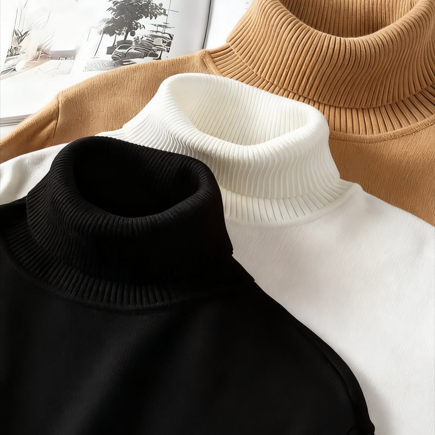 3 maglioni Pescara da uomo a collo alto - Maglioni invernali morbidi e caldi, top minimalisti