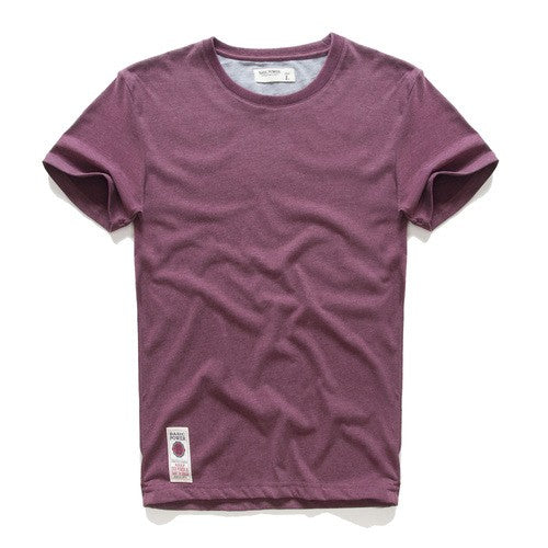 Camiseta masculina de algodão cor sólida t camisa masculina causal o-pescoço