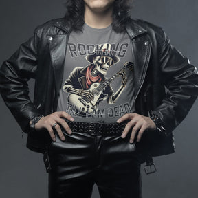 Camiseta Masculina GuGi Rocking Esqueleto Rockeiro Caveira Tocando Guitarra
