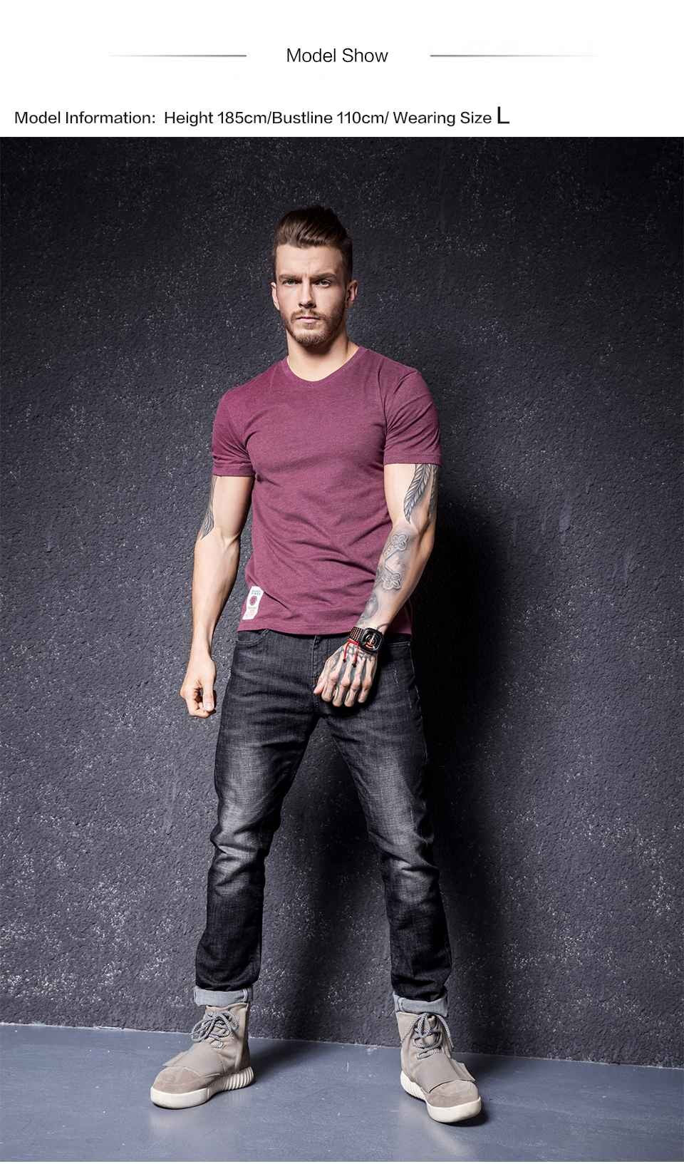 Camiseta masculina de algodão cor sólida t camisa masculina causal o-pescoço