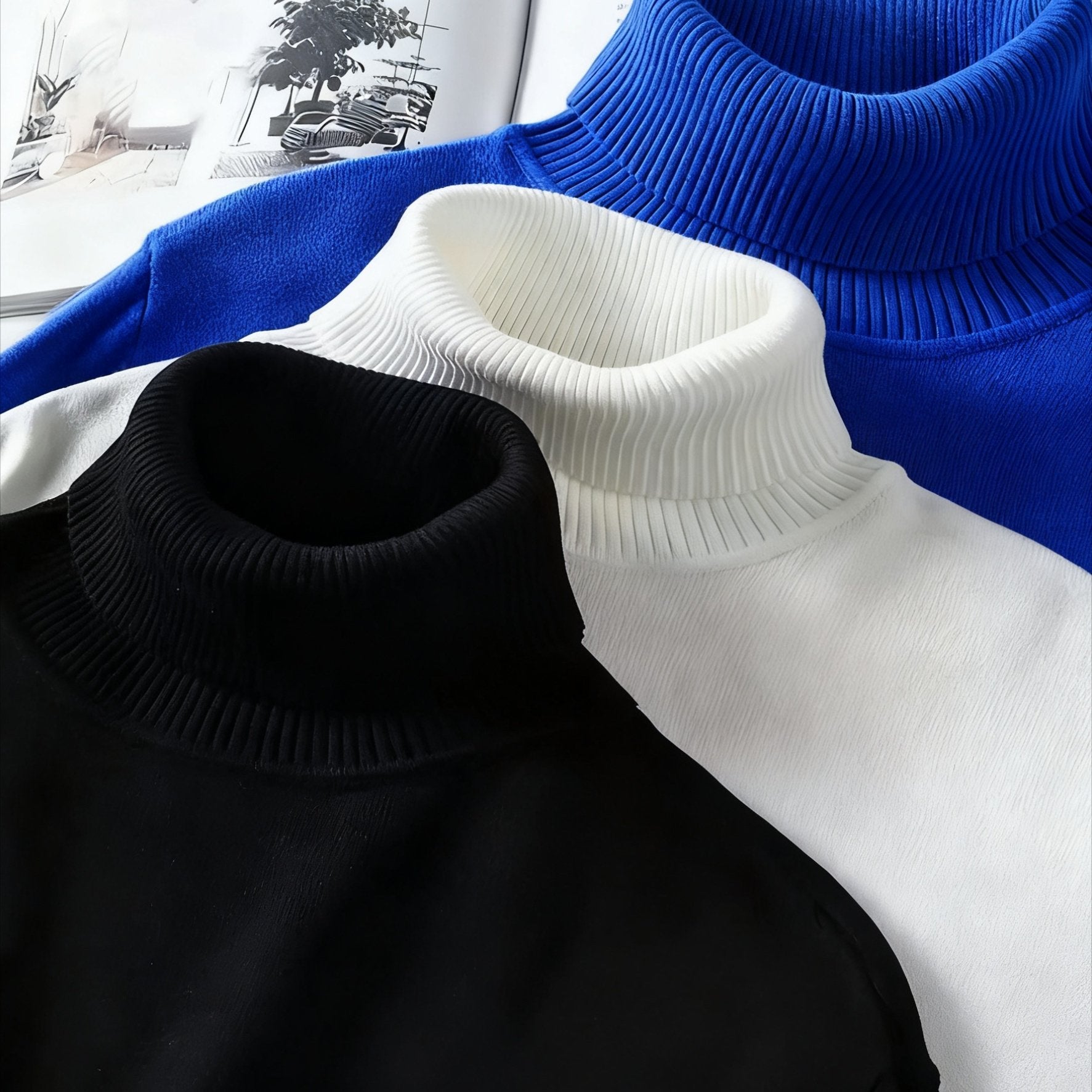 3 maglioni Pescara da uomo a collo alto - Maglioni invernali morbidi e caldi, top minimalisti