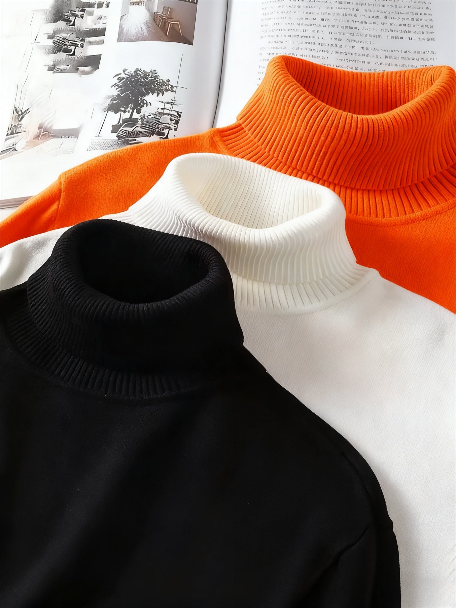 3 maglioni Pescara da uomo a collo alto - Maglioni invernali morbidi e caldi, top minimalisti