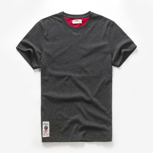 Camiseta masculina de algodão cor sólida t camisa masculina causal o-pescoço