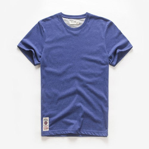 Camiseta masculina de algodão cor sólida t camisa masculina causal o-pescoço