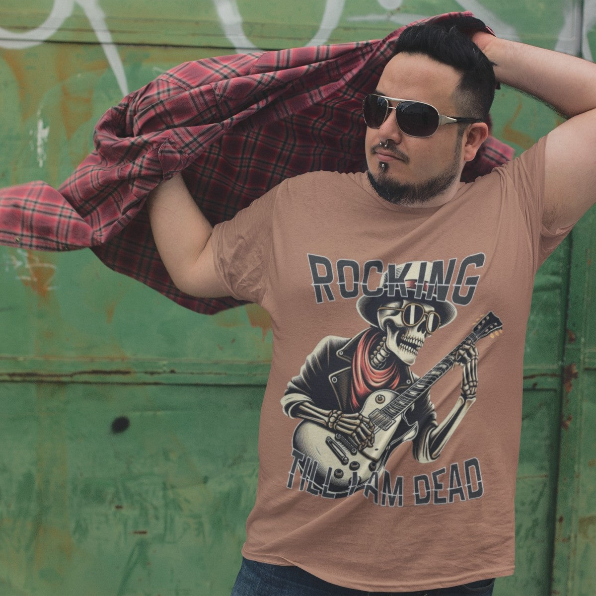 Camiseta Masculina GuGi Rocking Esqueleto Rockeiro Caveira Tocando Guitarra